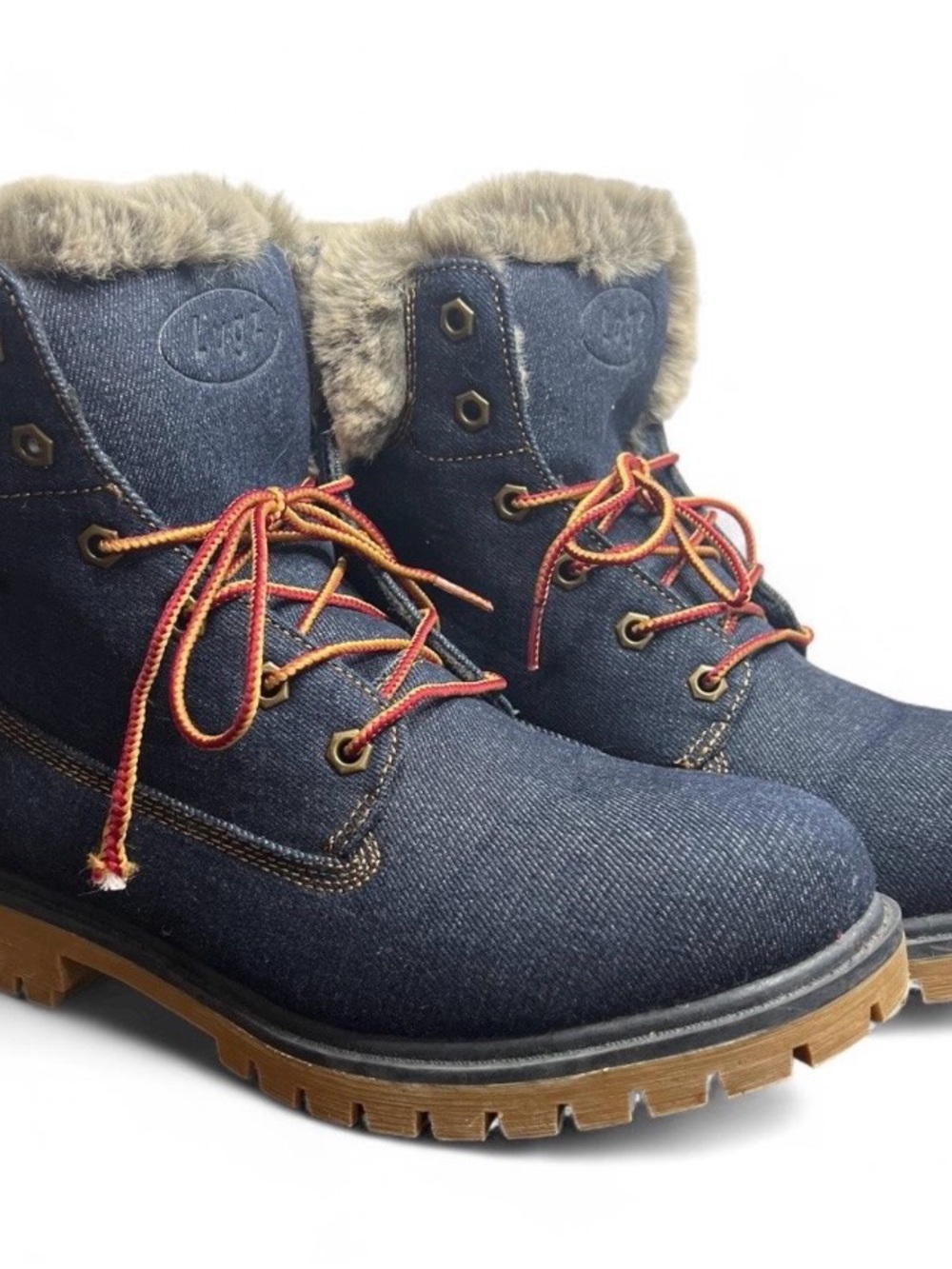 Women's Lugz Denim Faux-Fur Lined Denim Lace-Up Boots